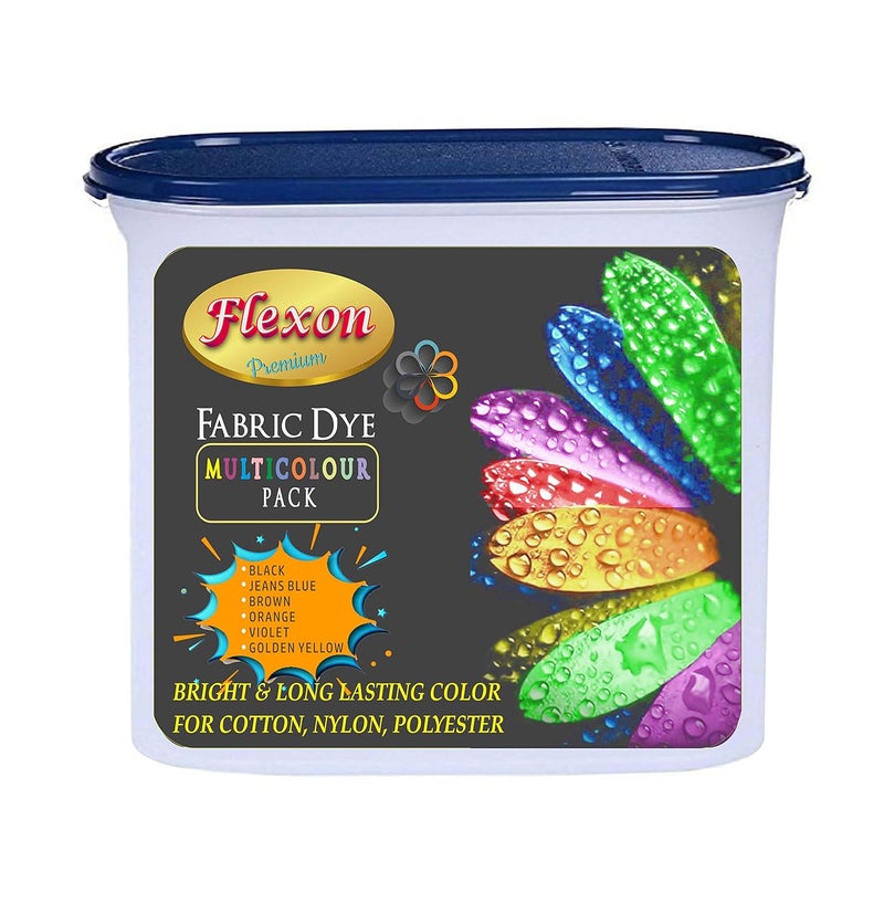 Flexon Dye Fabric Dye Multicolour Easy to Use Permanent Fabric Colors Style 6 Pack of 6 Colour Dye - Image 1