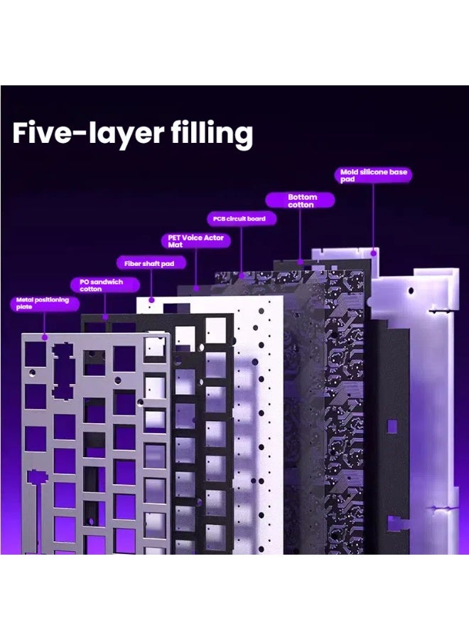 AULA Hero68HE Magnetic Axis Gaming Keyboard, 68-Key Compact Layout, Rapid Trigger RT Technology, 0.01mm Precision Adjustment, 8000Hz Polling Rate, RGB Backlit, Wired Mechanical Keyboard for FPS Games（Black Frosted Translucent Edge） - Image 2