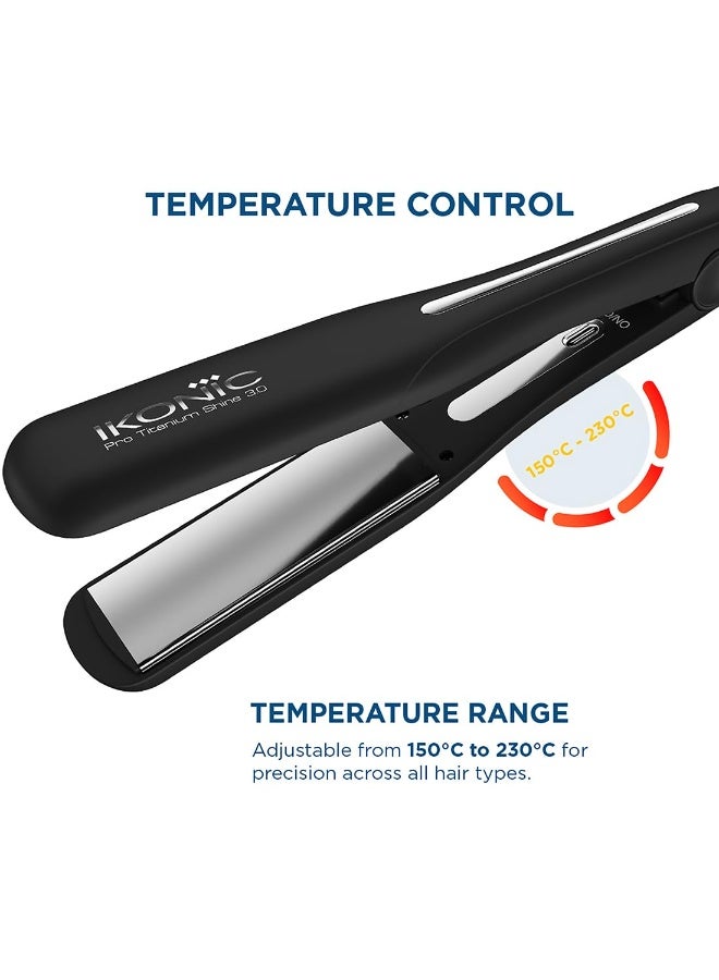 Ikonic Pro Titanium Shine 3.0 Hair Straightener Black Dual Titanium Plates Instant Heat-Up Auto Shut-Off All Hair Type - Image 2