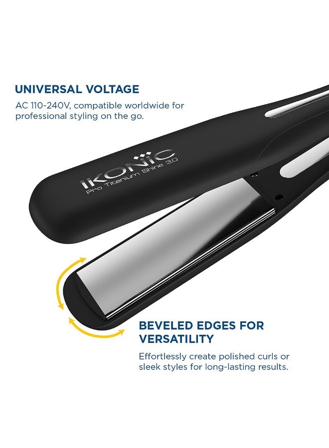 Ikonic Pro Titanium Shine 3.0 Hair Straightener Black Dual Titanium Plates Instant Heat-Up Auto Shut-Off All Hair Type - Image 4