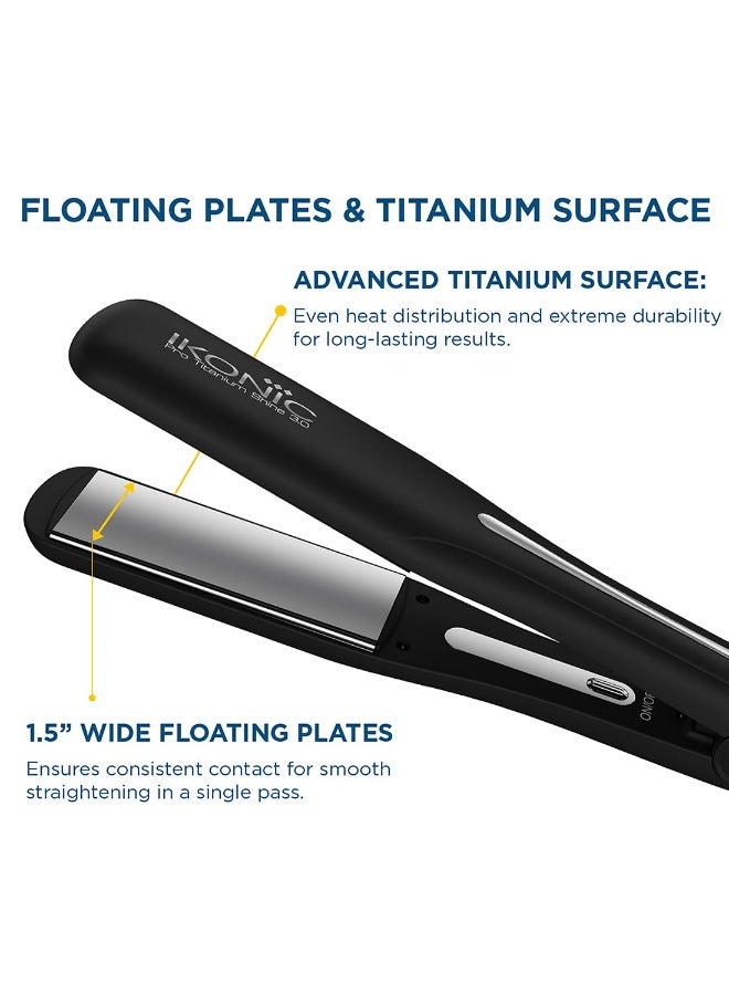 Ikonic Pro Titanium Shine 3.0 Hair Straightener Black Dual Titanium Plates Instant Heat-Up Auto Shut-Off All Hair Type - Image 3