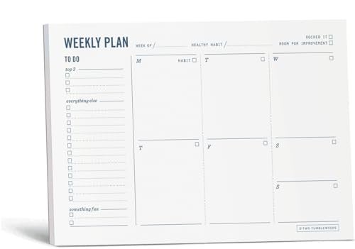 Two Tumbleweeds Weekly Planner Pad - Undated 6x9" Weekly To-Do List Notepad with Calendar and Task List, Perfect Desk Organizer for School & Work | 50 Tear Off Sheets - Image 1