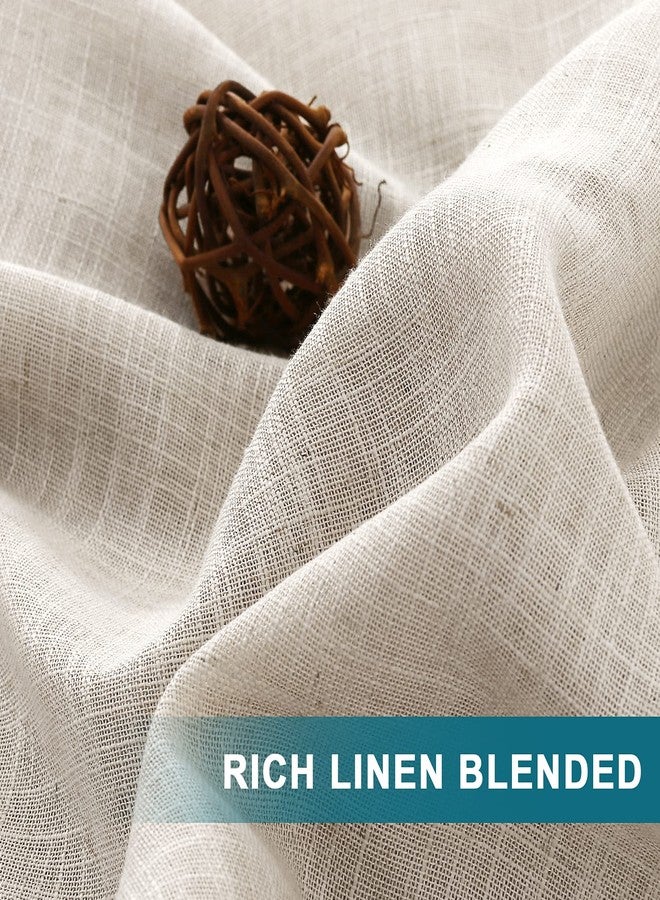 Turquoize Linen Tab Top Curtains, 63 Inch Light Filtering Farmhouse Curtains & Drapes for Living Room, Bedroom - Natural Linen Blended Window Treatments, W52 x L63, 2 Panels - Image 3