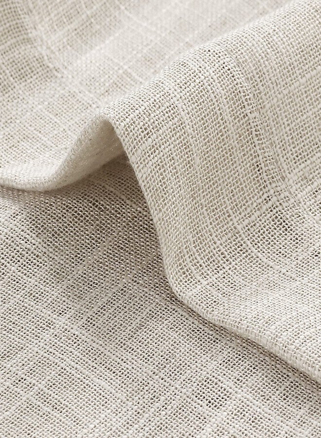 Turquoize Linen Tab Top Curtains, 63 Inch Light Filtering Farmhouse Curtains & Drapes for Living Room, Bedroom - Natural Linen Blended Window Treatments, W52 x L63, 2 Panels - Image 5