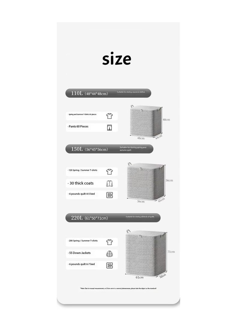 Generic 2-Pack Fabric Wardrobe Organizer with Zipper and Handle, Foldable Wardrobe Storage Basket, Stackable Wardrobe Clothes Organizer, Cube Storage Box for Bedroom Wardrobe to Store Sundries Such as Clothes, T-shirts, Jeans, Sweaters, Toys and Books (220L)  - Image 2