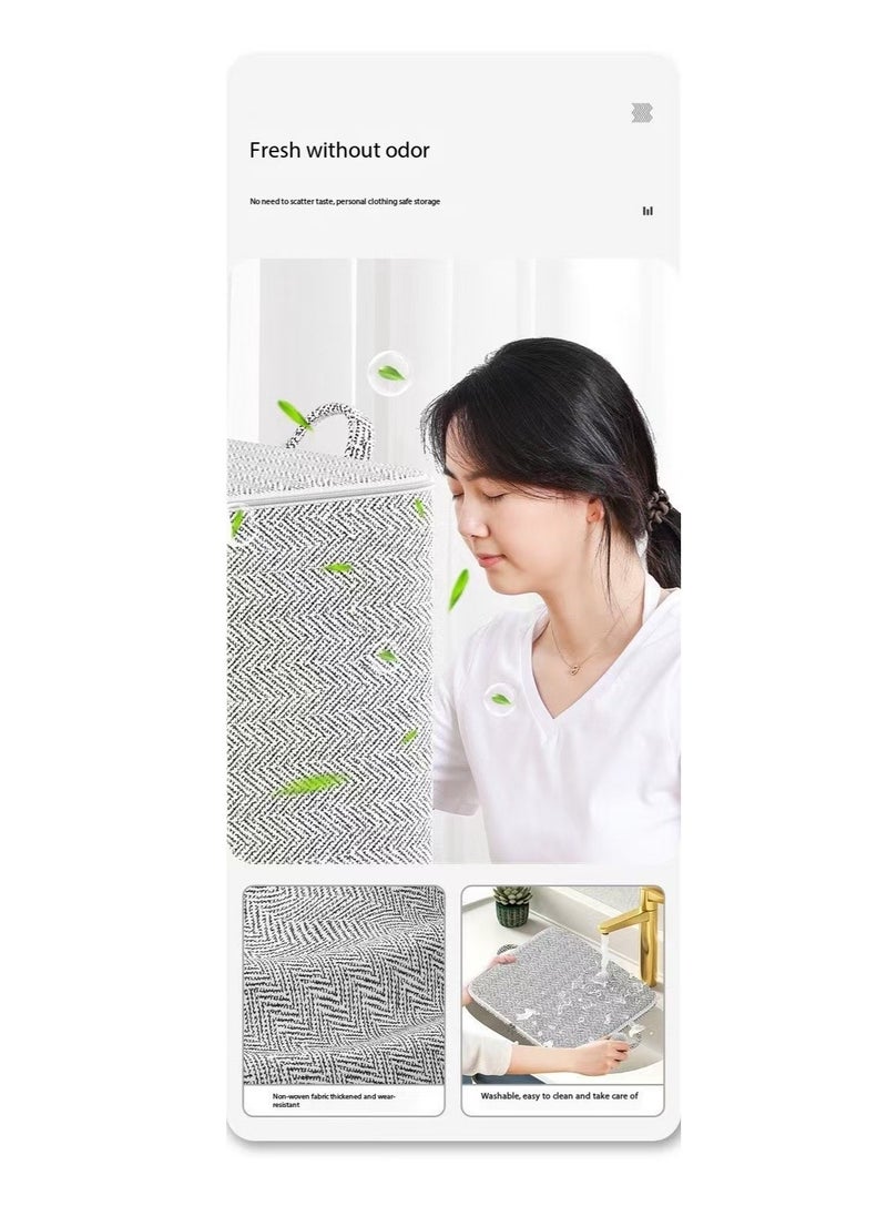 Generic 2-Pack Fabric Wardrobe Organizer with Zipper and Handle, Foldable Wardrobe Storage Basket, Stackable Wardrobe Clothes Organizer, Cube Storage Box for Bedroom Wardrobe to Store Sundries Such as Clothes, T-shirts, Jeans, Sweaters, Toys and Books (220L)  - Image 4