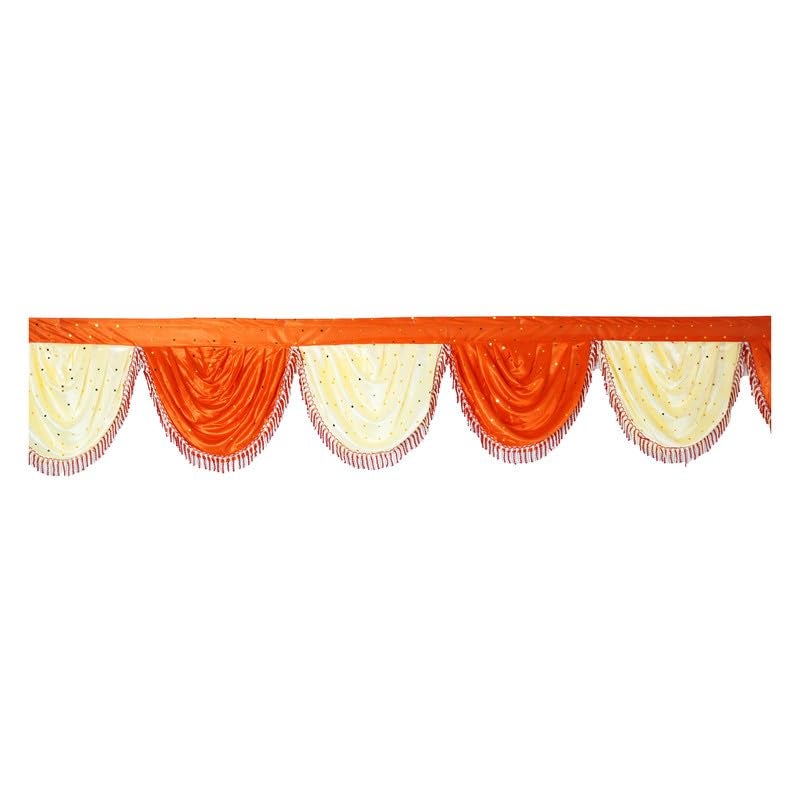PRIYAKANT SAFAWALA PRIYAKANT SAFAWALA Ganpati Decoration Toran Jhalar Ideas at Home Festival Temple and Special Ganesh Chaturthi Decoration Jhalar Size Length 30 Feet and Hight 12 Inches Orange and Fown - Image 1