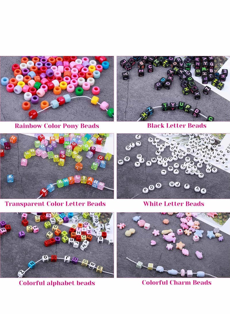 Excefore Bracelet Making Kit, Beads for Bracelets Pony Polymer Clay Letter Jewelry Making, DIY Arts and Crafts Gifts Girls Age 6 7 8 9 10 12 - Image 3