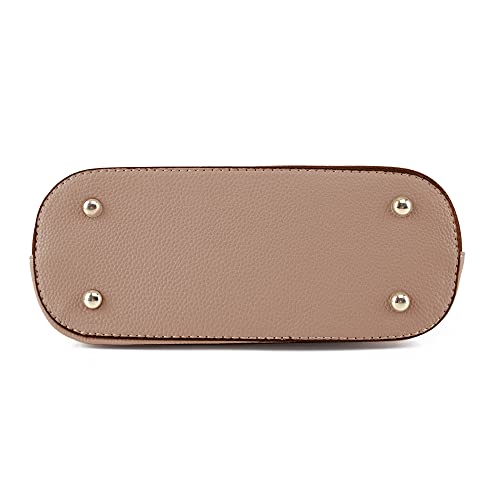 SG SUGU Lunar Lightweight Medium Dome Crossbody Bag Shoulder Bag with Double Tassels | Zipper Pocket | Adjustable Strap|Beige/Mauve - Image 4