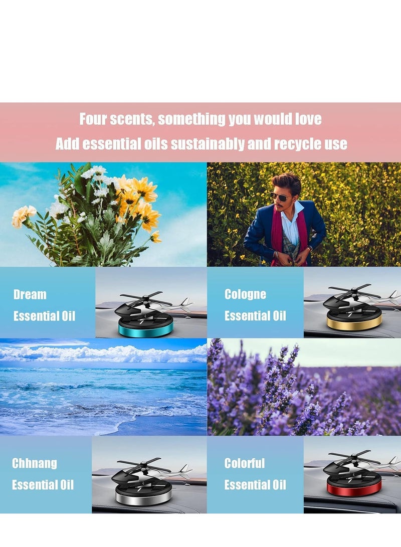 JAJEEK موزع هواء هليكوبتر دوار بالطاقة الشمسية – معطر هواء للسيارة، عطر يدوم طويلاً، موزع زيت أساسي، مزيل للروائح، ديكور للمنزل والمكتب (ذهبي) - Image 4
