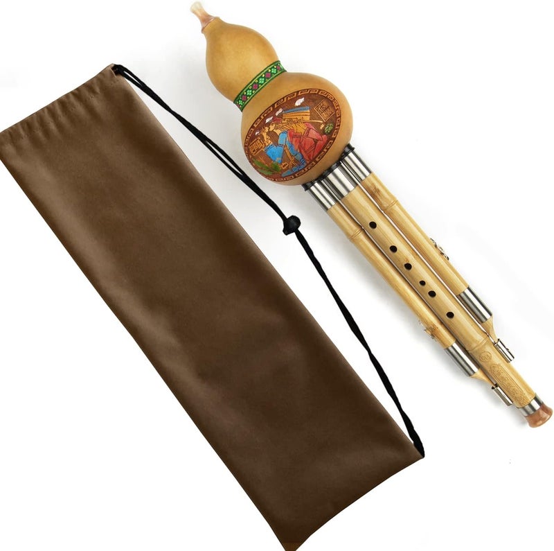 Sutla C/b-flat Key Imitation Phyllostachys sulphurea Bamboo Cucurbit Flute Hulusi Traditional Musical Instrument Wind-instrument (C Key) - Image 3