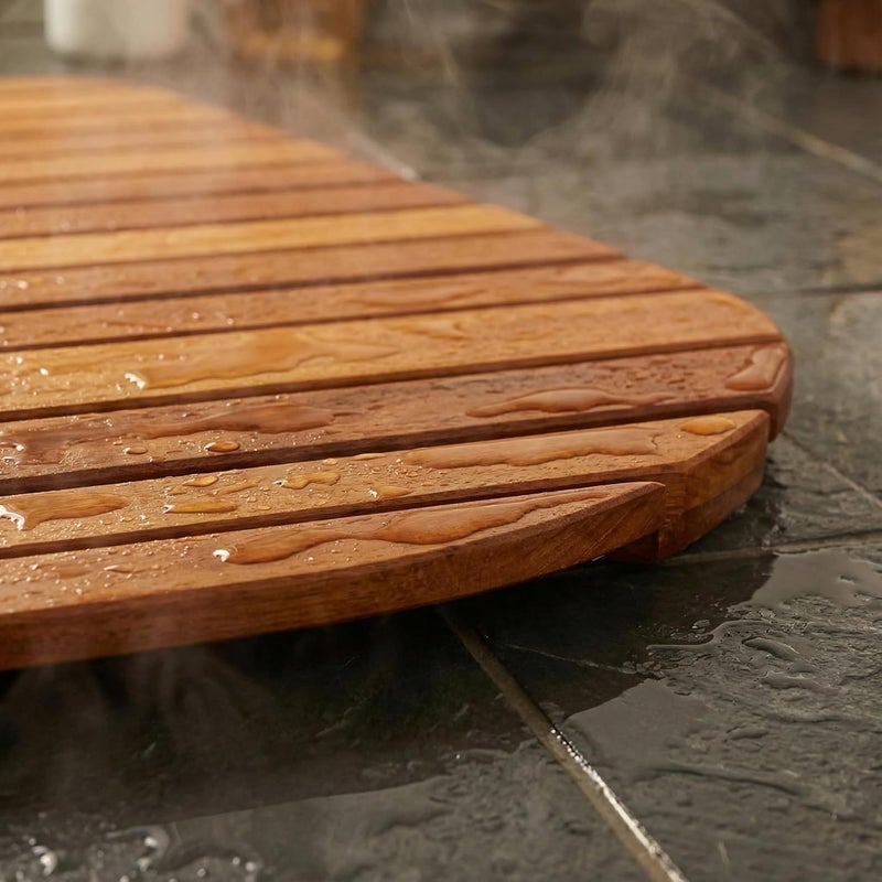 Bare Decor Dania Corner Shower Spa Mat, 24 by 24-Inch, Solid Teak Wood and Oiled Finish - Image 5