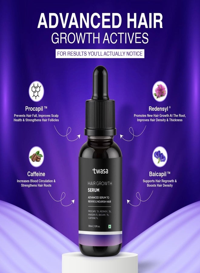 Twasa Advanced Hair Growth Serum 30ml | 3% Redensyl + 3% Anagain + 3% Procapil + 3% Baicapil + 1% Caffeine + Biotin | Hair Growth Serum for Hair Fall Control, Hair Regrowth & Thicker Hair | For Men & Women - Image 2
