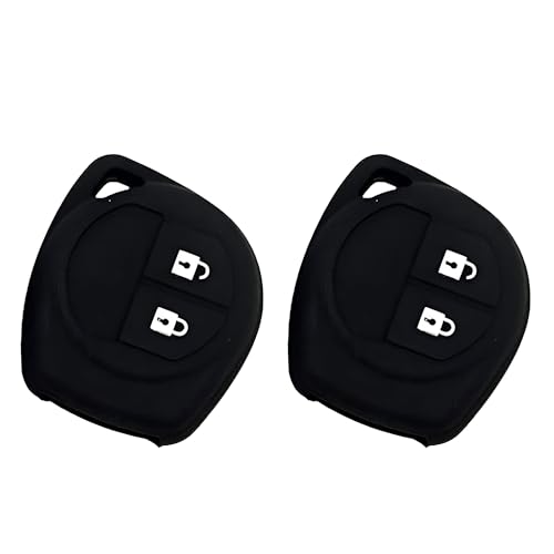 AUTOFRILL 2 Pcs Silicone Car Key Cover for Maruti Suzuki Baleno, Grand Vitara, XL6, Swift, Brezza, Ertiga, Dzire, Celerio, Ciaz, SX4, Ignis, S Presso, S Cross, Fronx 2 Button Key Cover (Black) - Image 1