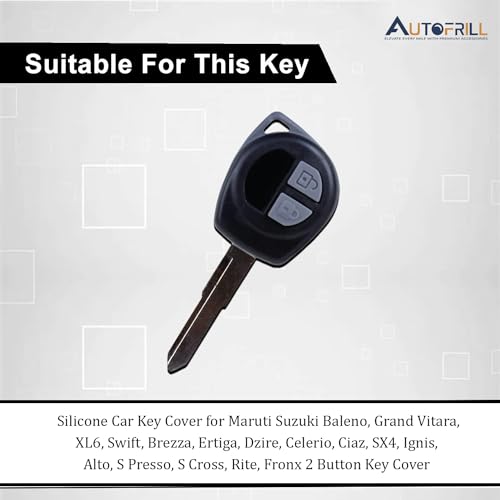 AUTOFRILL 2 Pcs Silicone Car Key Cover for Maruti Suzuki Baleno, Grand Vitara, XL6, Swift, Brezza, Ertiga, Dzire, Celerio, Ciaz, SX4, Ignis, S Presso, S Cross, Fronx 2 Button Key Cover (Black) - Image 3