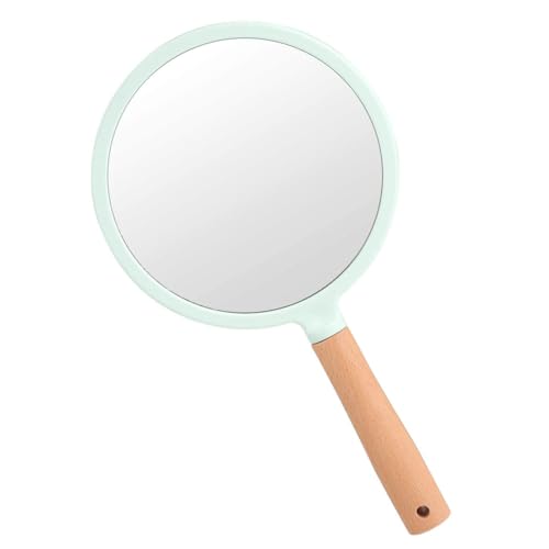 Trifecta Single-Sided Portable Travel Handheld Vanity Mirror with Hanging Hole in Handle Hand Mirror with Comfy Handle for Makeup,Small Cute Wood Hand Mirror(Round, Green Pack of 1) - Image 1