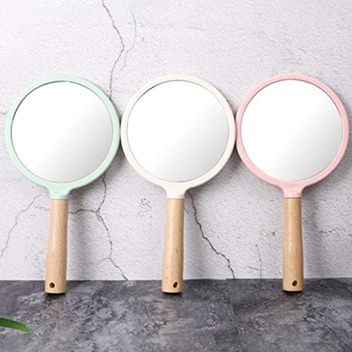 Trifecta Single-Sided Portable Travel Handheld Vanity Mirror with Hanging Hole in Handle Hand Mirror with Comfy Handle for Makeup,Small Cute Wood Hand Mirror(Round, Green Pack of 1) - Image 5