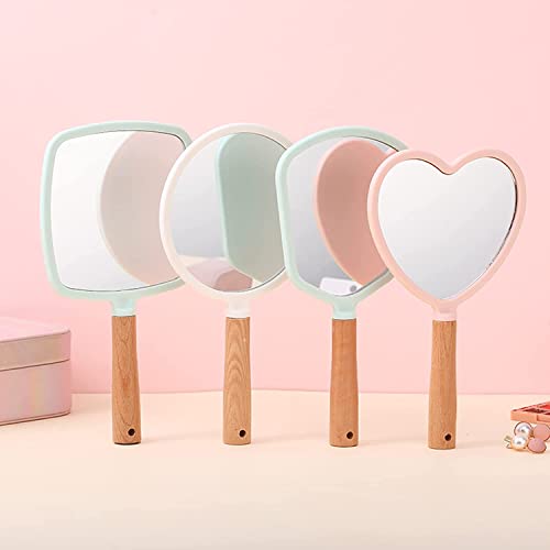 Trifecta Single-Sided Portable Travel Handheld Vanity Mirror with Hanging Hole in Handle Hand Mirror with Comfy Handle for Makeup,Small Cute Wood Hand Mirror(Round, Green Pack of 1) - Image 4