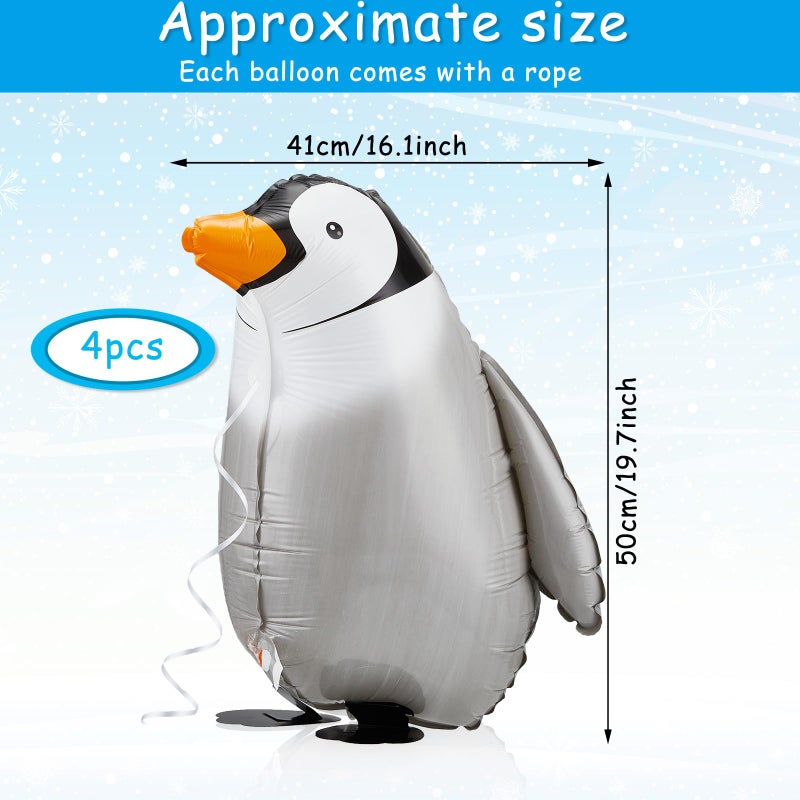 Zhanmai 6 Pieces Walking Penguin Balloons Penguin Foil Pet Walking Animal Helium Balloons for Baby Shower Birthday Party Decoration Supplies - Image 2