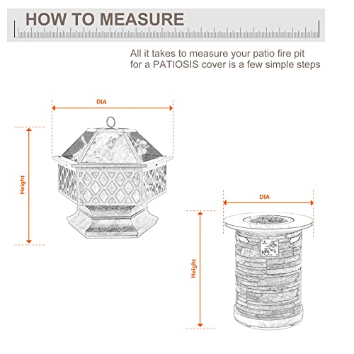 PATIOASIS Grey Round Fire Pit Cover Outoor 36 inch Dia Waterproof Patio Deck Propane Fire Bowl Cover 600D Heavy Duty All Weather Resistant - Image 2