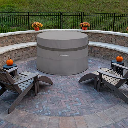 PATIOASIS Grey Round Fire Pit Cover Outoor 36 inch Dia Waterproof Patio Deck Propane Fire Bowl Cover 600D Heavy Duty All Weather Resistant - Image 5