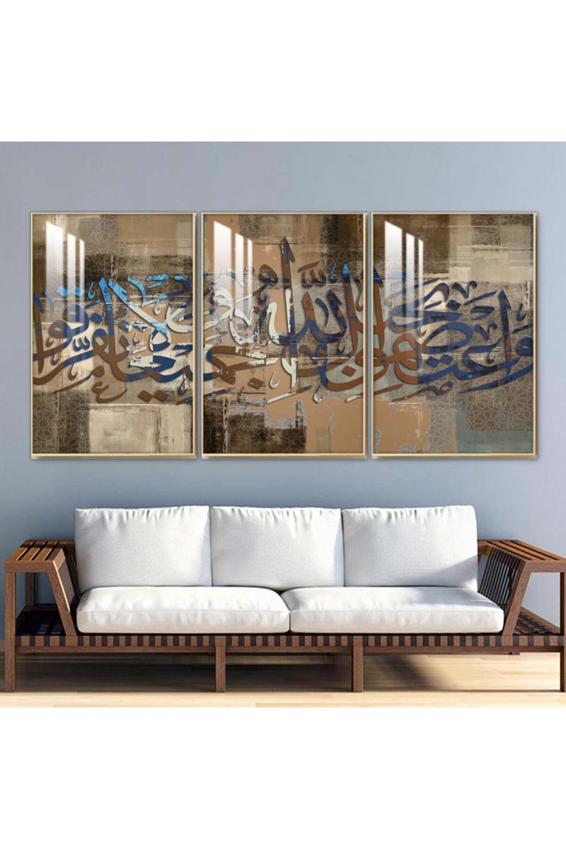 ماركتنا ثلاث لوحات جدارية خشبية بإطار وطبقة أكريليك شفافة - Image 1