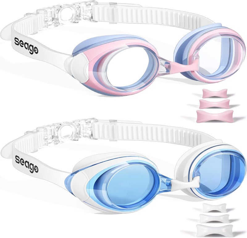Seago 2 Pack Swimming Goggles Anti-fog Anti-UV Silicone Swim Goggles Adult Women Men - Image 1