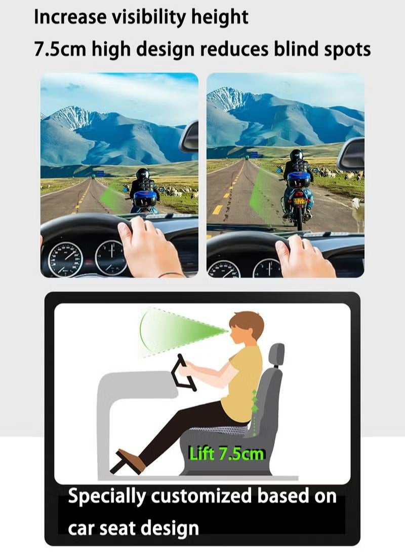 شو وو وسادة مقعد سوداء مغطاة بشبكة 4D ومريحة ومسامية من إسفنج الذاكرة لمقعد السيارة ووسادة مقعد السيارة تعمل على تحسين وضع الرؤية، أسود - Image 3