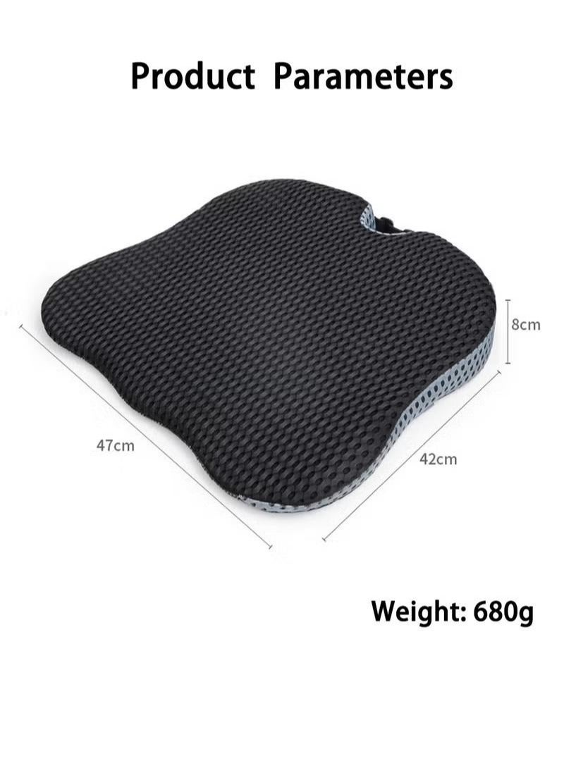 شو وو وسادة مقعد سوداء مغطاة بشبكة 4D ومريحة ومسامية من إسفنج الذاكرة لمقعد السيارة ووسادة مقعد السيارة تعمل على تحسين وضع الرؤية، أسود - Image 5
