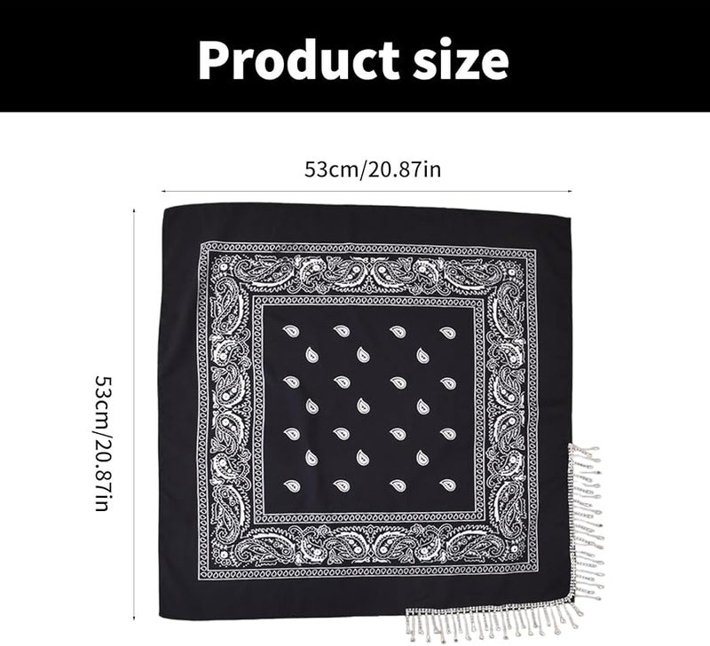 Shimmering Fringed Bandana Head Scarf For Music Festival Evening Party Unisex - Image 5