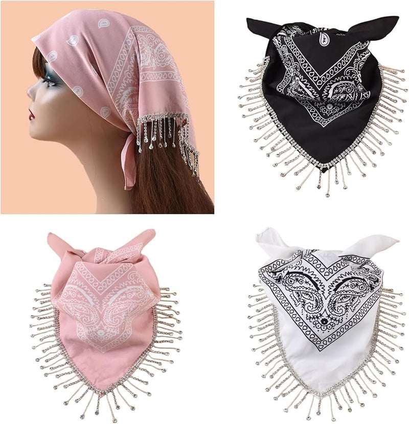 Shimmering Fringed Bandana Head Scarf For Music Festival Evening Party Unisex - Image 3