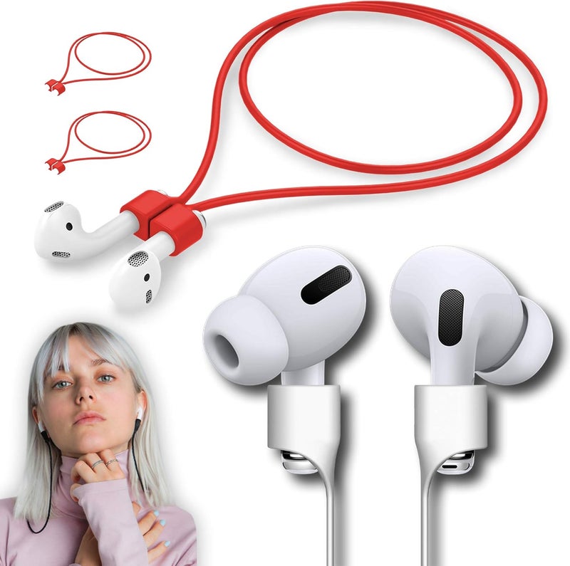 cobcobb Ultra Strong Magnetic Airpod Pro Strap Anti-Lost Cord Sports Lanyard Compatible with Airpods 3rd 2nd Generation Pro 3 2 1 (3 Red) - Image 1