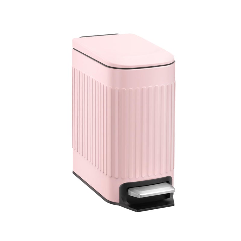 TrashAid Pink Bathroom Trash Can 16 Gallon Stainless Steel Small Garbage Can with Lid Step Pedal Cute Wastebasket for Bathroom Office Bedroom RV Pink