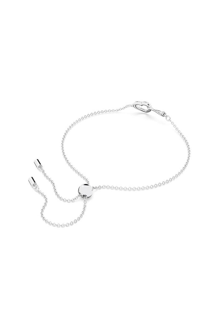 KHAJUL Infinity Heart Jewelry Bracelet, Rhodium Tone with Clear Crystals (Silver) - Image 3
