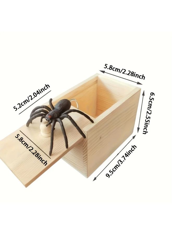 Handmade Wooden Spider Prank Box With Hidden Compartments And Fake Spiders - Image 4
