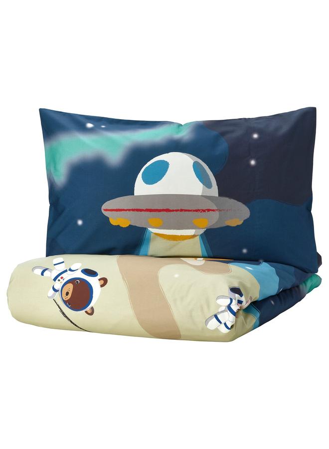 erorex Duvet cover and pillowcase, space/blue, 150x200/50x80 cm - Image 1