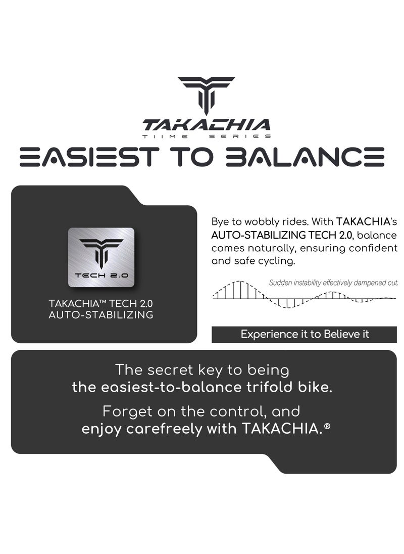 TAKACHIA - TAKACHIA Tiime Series Chromoly Steel 20 Inch Lightweight Compact Trifold Folding Bike - Foldable Bicycle For Men & Ladies & Kids (Galaxy Blue) - Image 1