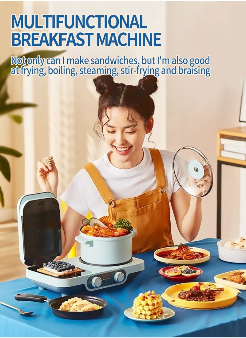 Beirui - 4 in 1 Breakfast Maker Multifunctional Sandwich Maker Mini Fried/Boiled/Steamed Light Food Maker Bake Breakfast Machine for Healthy Eating - Image 1