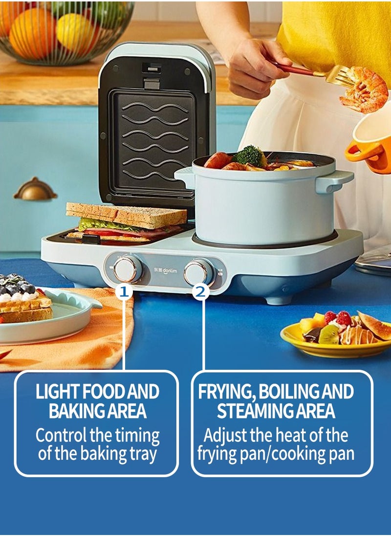 Beirui - 4 in 1 Breakfast Maker Multifunctional Sandwich Maker Mini Fried/Boiled/Steamed Light Food Maker Bake Breakfast Machine for Healthy Eating - Image 1