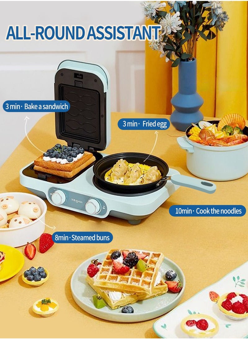 Beirui - 4 in 1 Breakfast Maker Multifunctional Sandwich Maker Mini Fried/Boiled/Steamed Light Food Maker Bake Breakfast Machine for Healthy Eating - Image 1