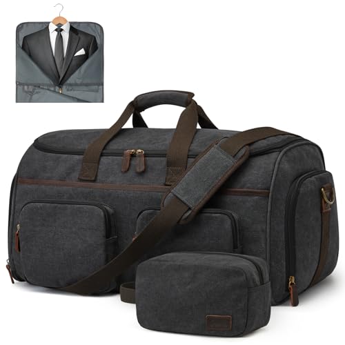 S-ZONE Garment Bag for Travel Carry on Duffle Bag for Men Travel Convertible Suit Bags Carry on Luggage Hanging Suitcase Travel Bag with Toiletry Bag, Black, 50l, Travel Garment Bag - Image 1