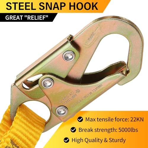 TT TRSMIMA TRSMIMA Tree Climbing Safety Lanyard - 4ft to 6ft Adust Fall protection Webbing Belt Hunting Roof Strap Double Rebar Hook - Image 2