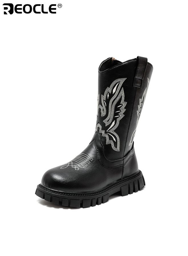 ريوكل **أحذية رعاة البقر للبنات بتطريز على الطراز الغربي وارتفاع منتصف الساق - أحذية ركوب متينة مناسبة لكل الأعمار** - Image 5