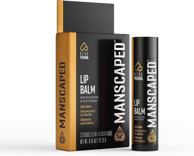 MANSCAPED® مرطب وملطف للشفاه، غني بفيتامين E وزيت النعناع وزيت الأوكالبتوس للشفاه المتشققة، بلمسة نهائية غير لامعة (عبوة من 3 قطع) - Image 1