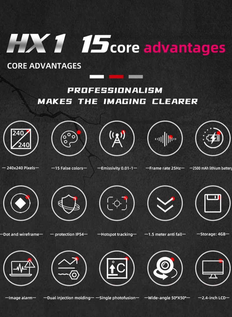 بي سايد كاميرا حرارية محمولة BSIDE HX1 بالأشعة تحت الحمراء، جهاز قياس حرارة لفحص التدفئة الأرضية والأنابيب للاستخدام الخارجي - Image 5
