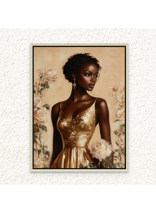 Art Decor Framed Canvas Modern African Woman Art Portrait Neutral Tones Wall Art Print Wall Decor for Office Living Room Bedroom Gifting - Image 1
