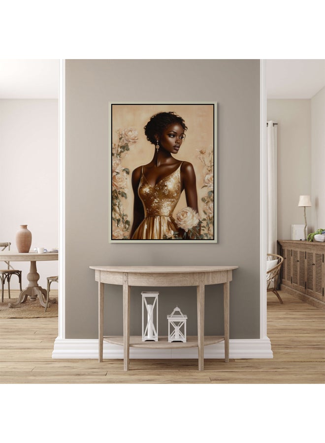 Art Decor Framed Canvas Modern African Woman Art Portrait Neutral Tones Wall Art Print Wall Decor for Office Living Room Bedroom Gifting - Image 2