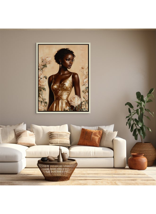 Art Decor Framed Canvas Modern African Woman Art Portrait Neutral Tones Wall Art Print Wall Decor for Office Living Room Bedroom Gifting - Image 3