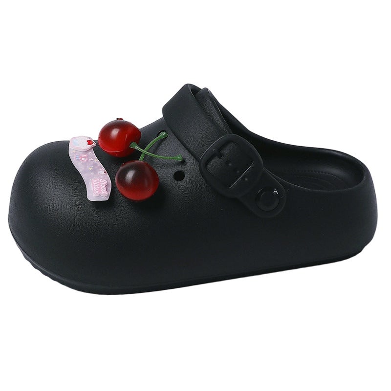 Women's Cute Cartoon Cherry Thick-Sole Closed-Toe Slippers Summer Anti-Slip Casual Clogs - Image 5