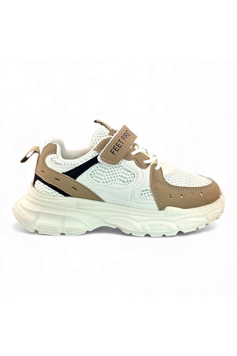 Feet First Bolt Flow Kids Lightweight Sports Sneakers 86-894-46 Beige/Khaki/Black - Image 1